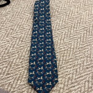 Salvatore Ferragamo Blue Tie with Red and White Pattern